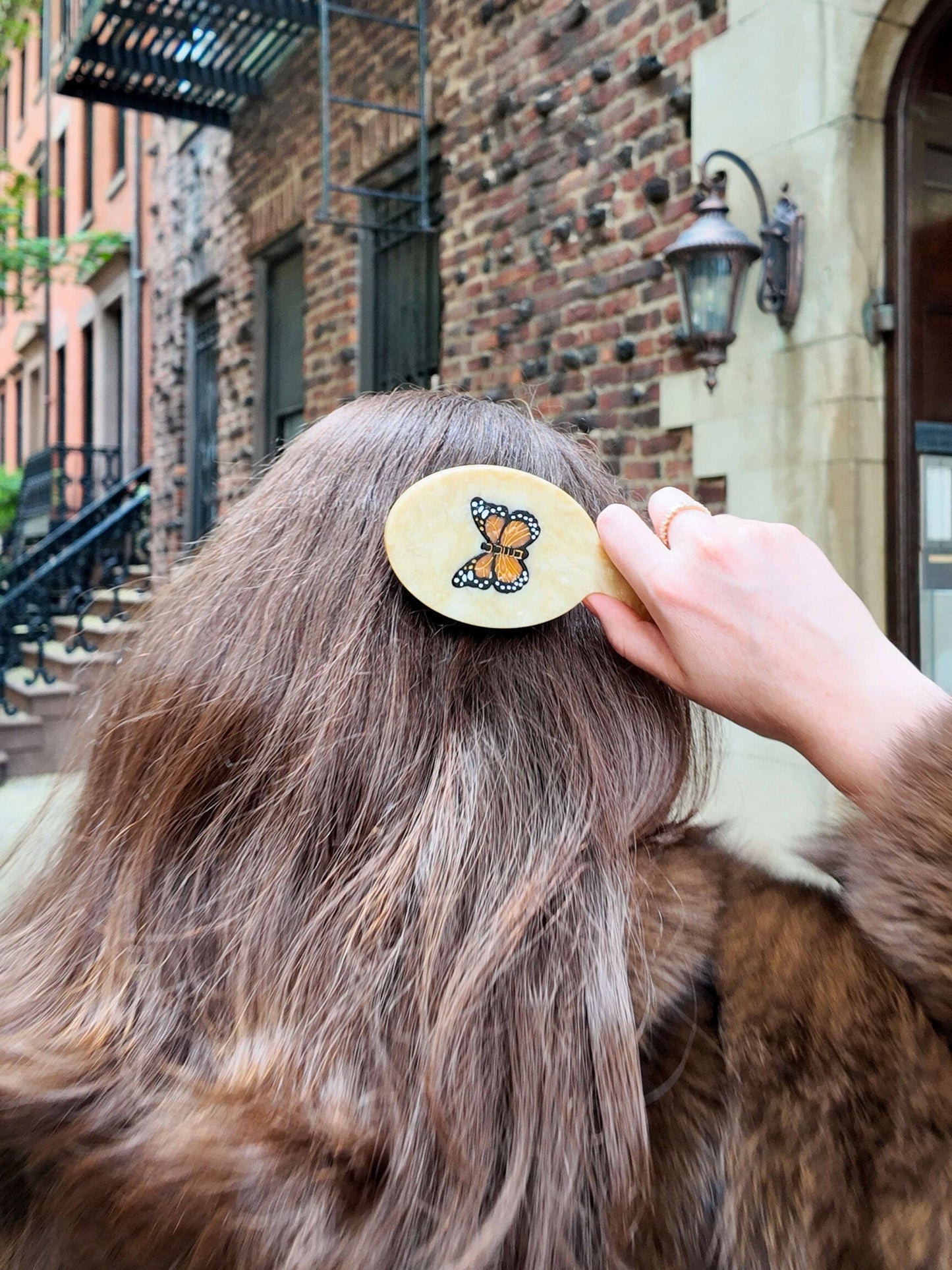 Solar Eclipse - Hand-painted Monarch Butterfly Amazing Hair Day Brush | Eco-Friendly