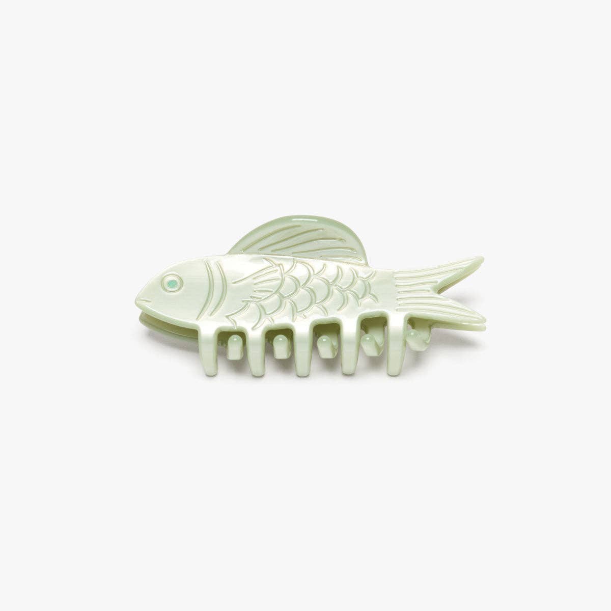 Jade Fish Mini Claw - Green Engraved Acetate Small Clip