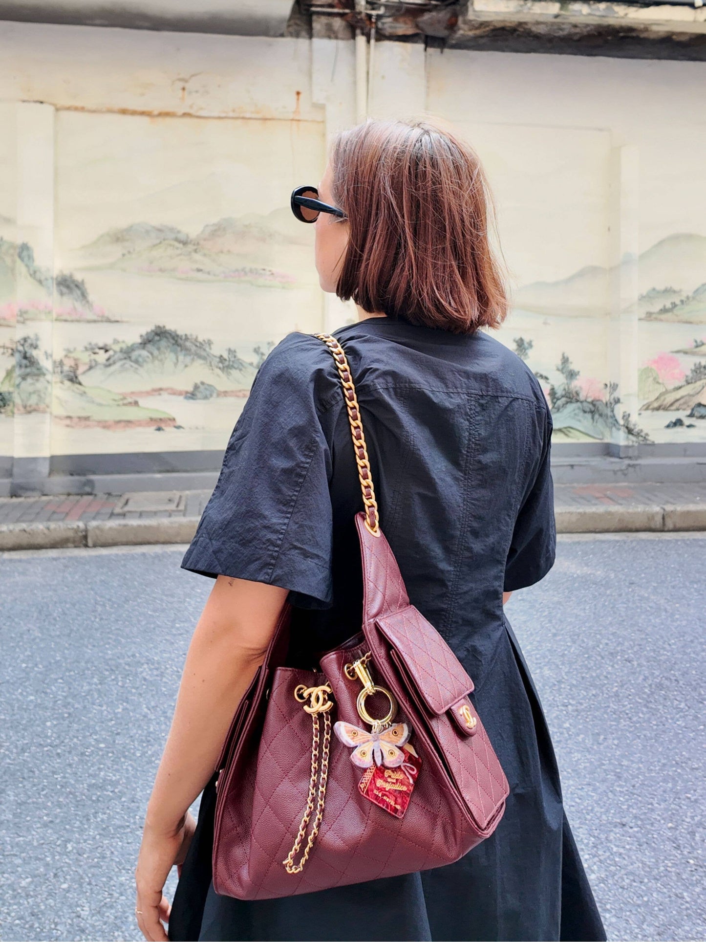 Solar Eclipse - Hand-painted Emperor Silk Moth Bag Charm + Keychain