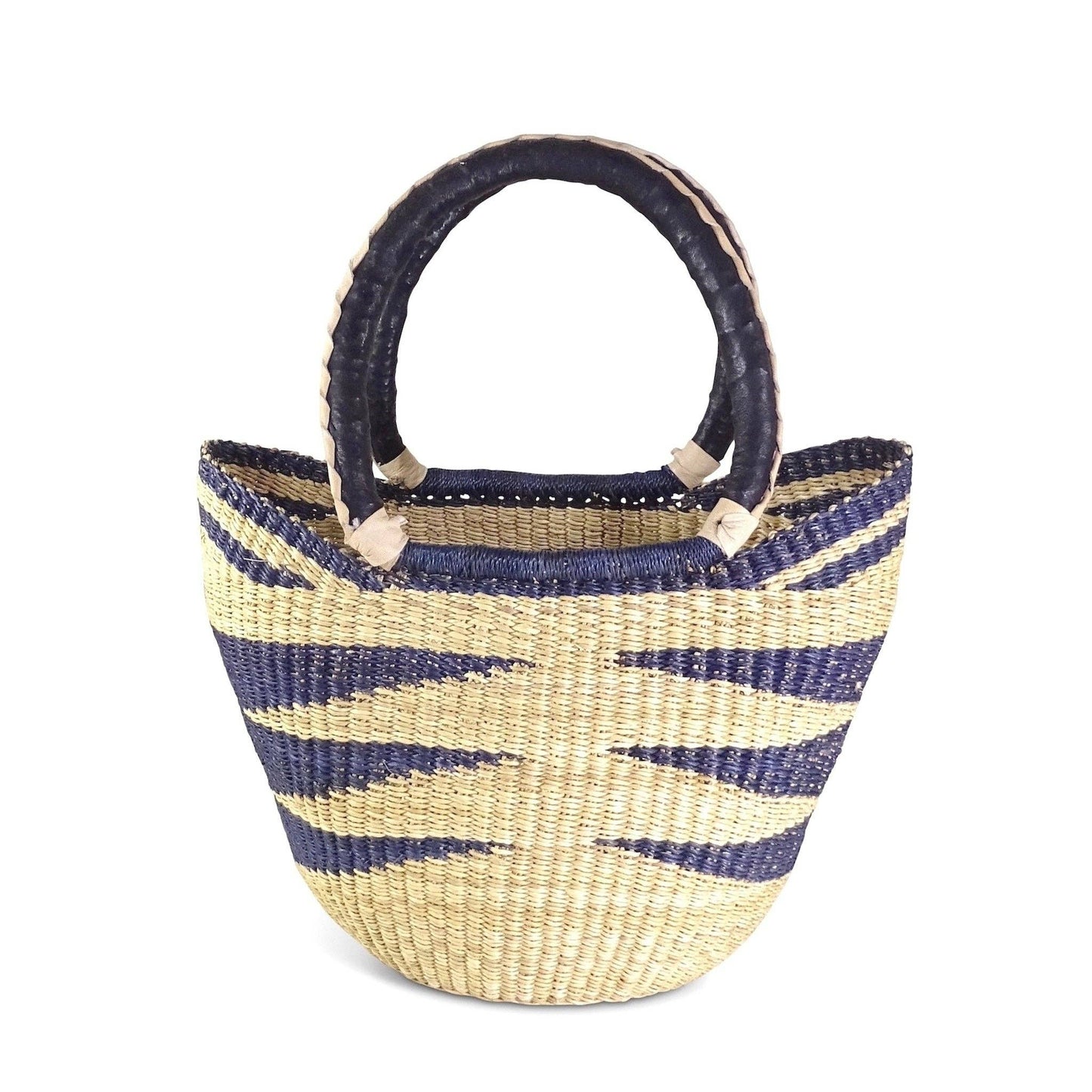 Ti-a Woven Goods - Ghanaian Lacey Medium Shopper Basket in Natural