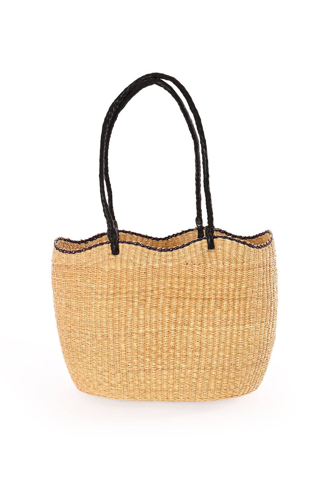Swahili | AFRICAN MODERN - Scalloped Grass Tote with Black Edge Detail