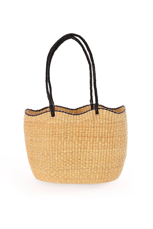 Swahili | AFRICAN MODERN - Scalloped Grass Tote with Black Edge Detail