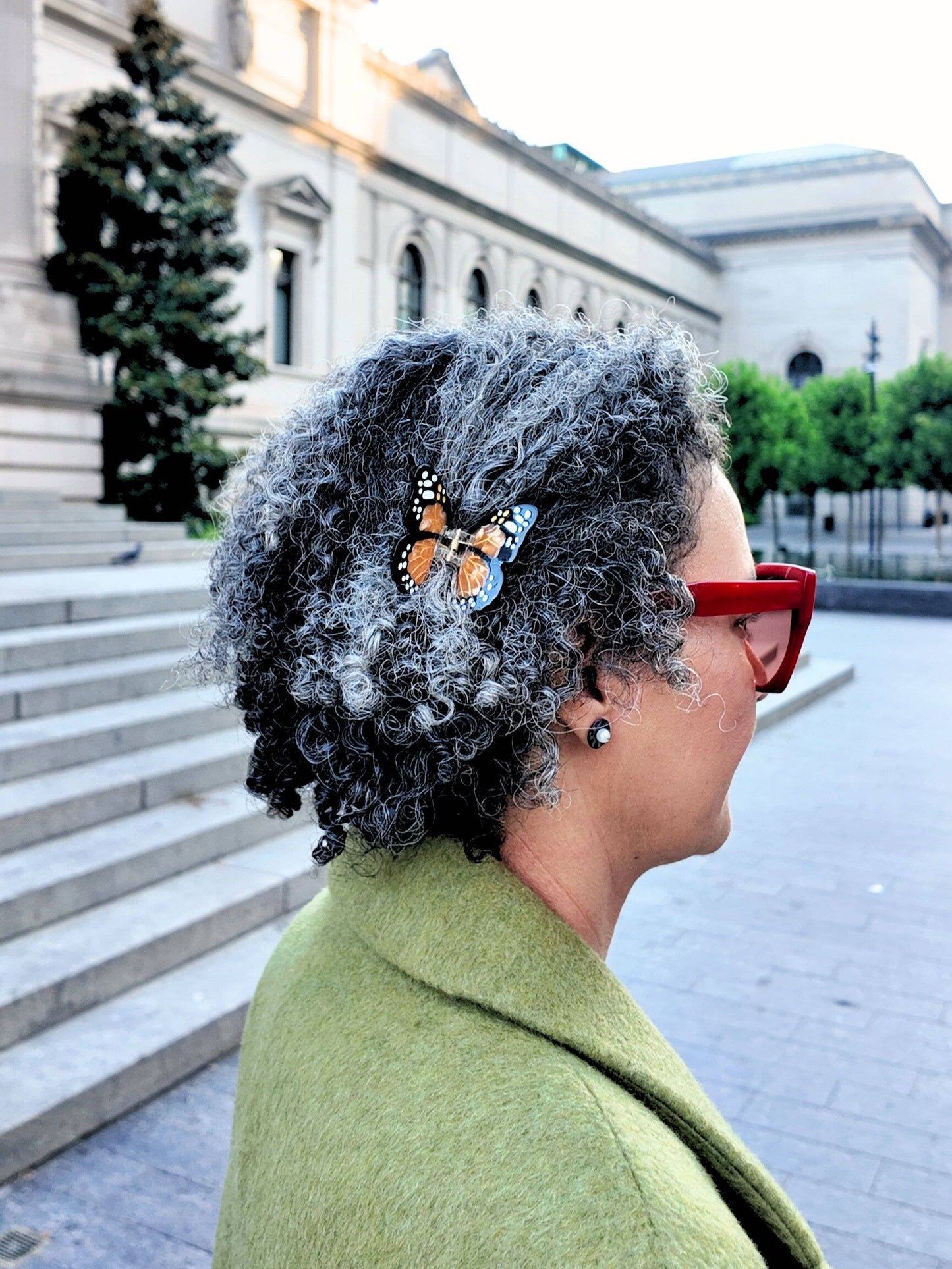 Solar Eclipse - Hand-painted Mini Monarch Claw Hair Clip | Eco-Friendly: Orange