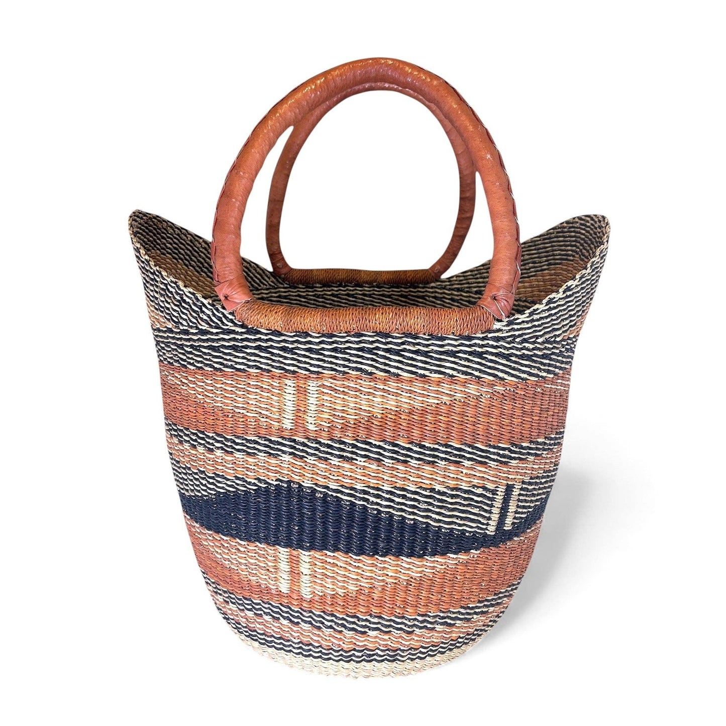 Ti-a Woven Goods - Ghanaian Lacey Medium Shopper Basket in Natural