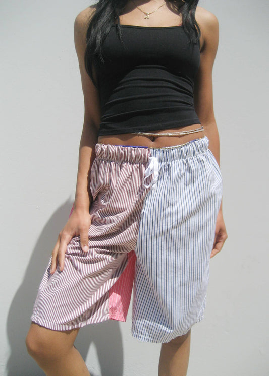 Pieced Striped Wide Leg Jort