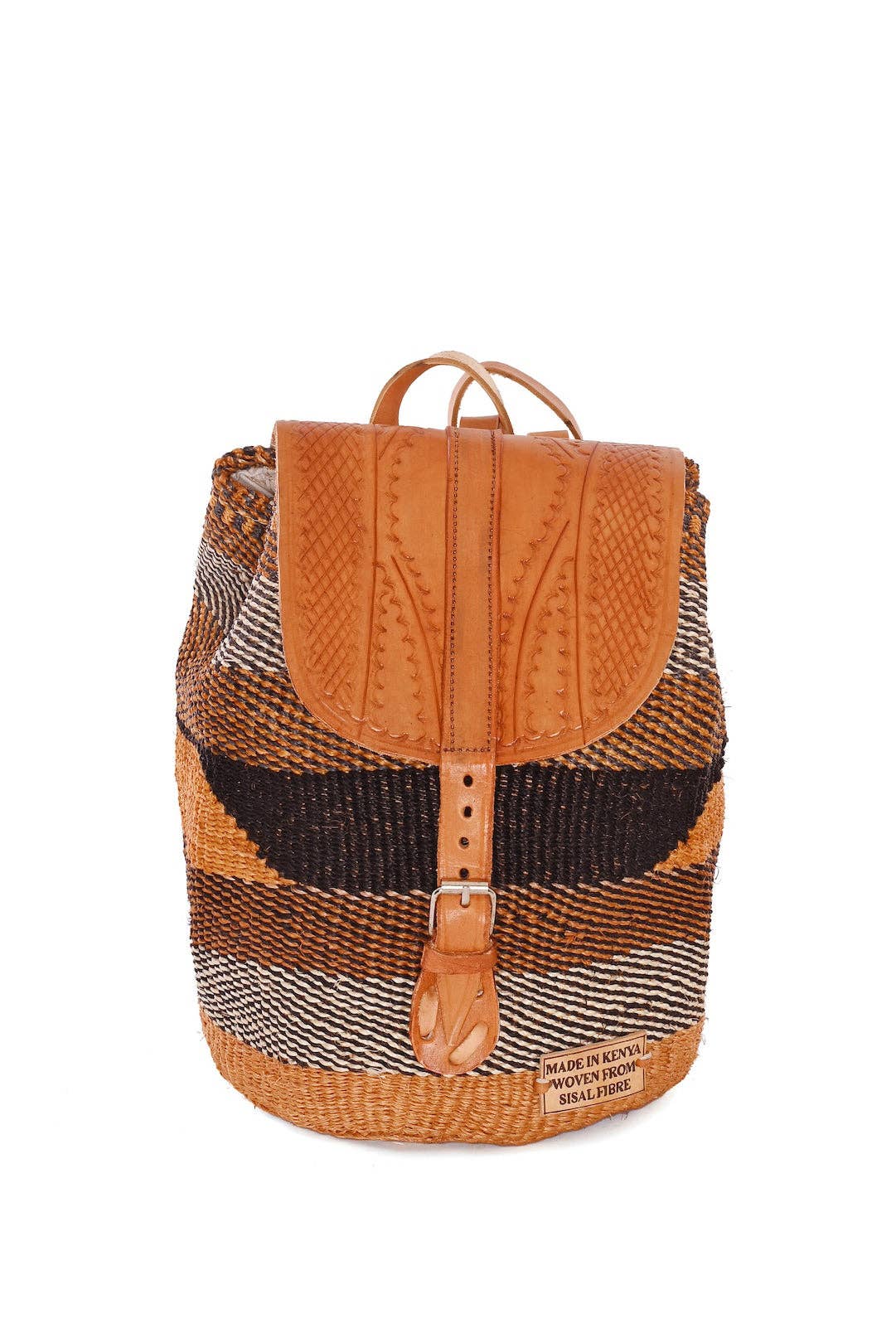 Swahili | AFRICAN MODERN - Assorted Earthtone Leather & Sisal Backpack
