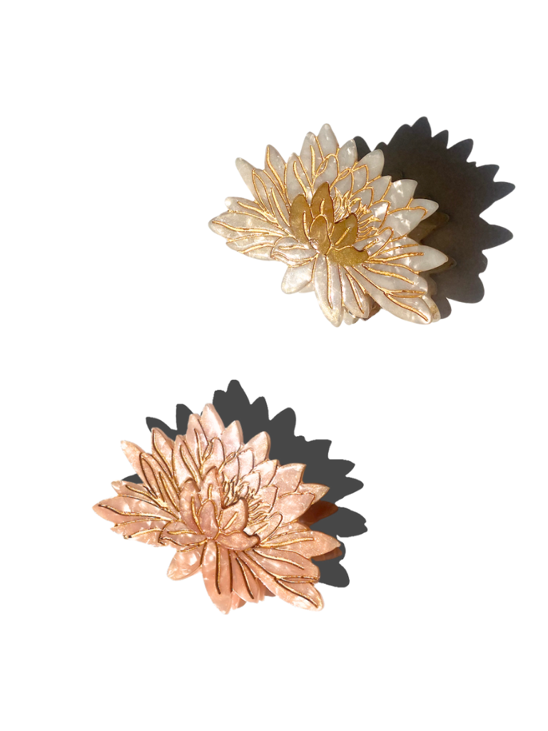 Solar Eclipse - Hand-painted Waterlily Flower Claw Hair Clip | July Birth Flower: Pink