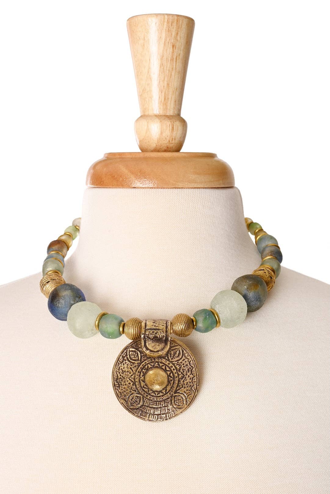 Swahili | AFRICAN MODERN - Brass & Recycled Glass Spiral Sands Necklace