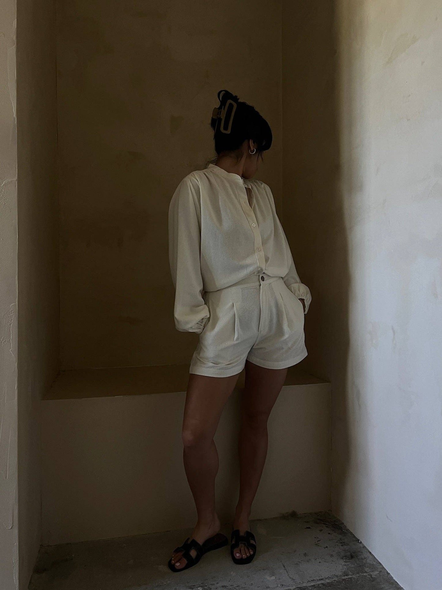 Na Nin - Gloria Raw Silk Top in Cream