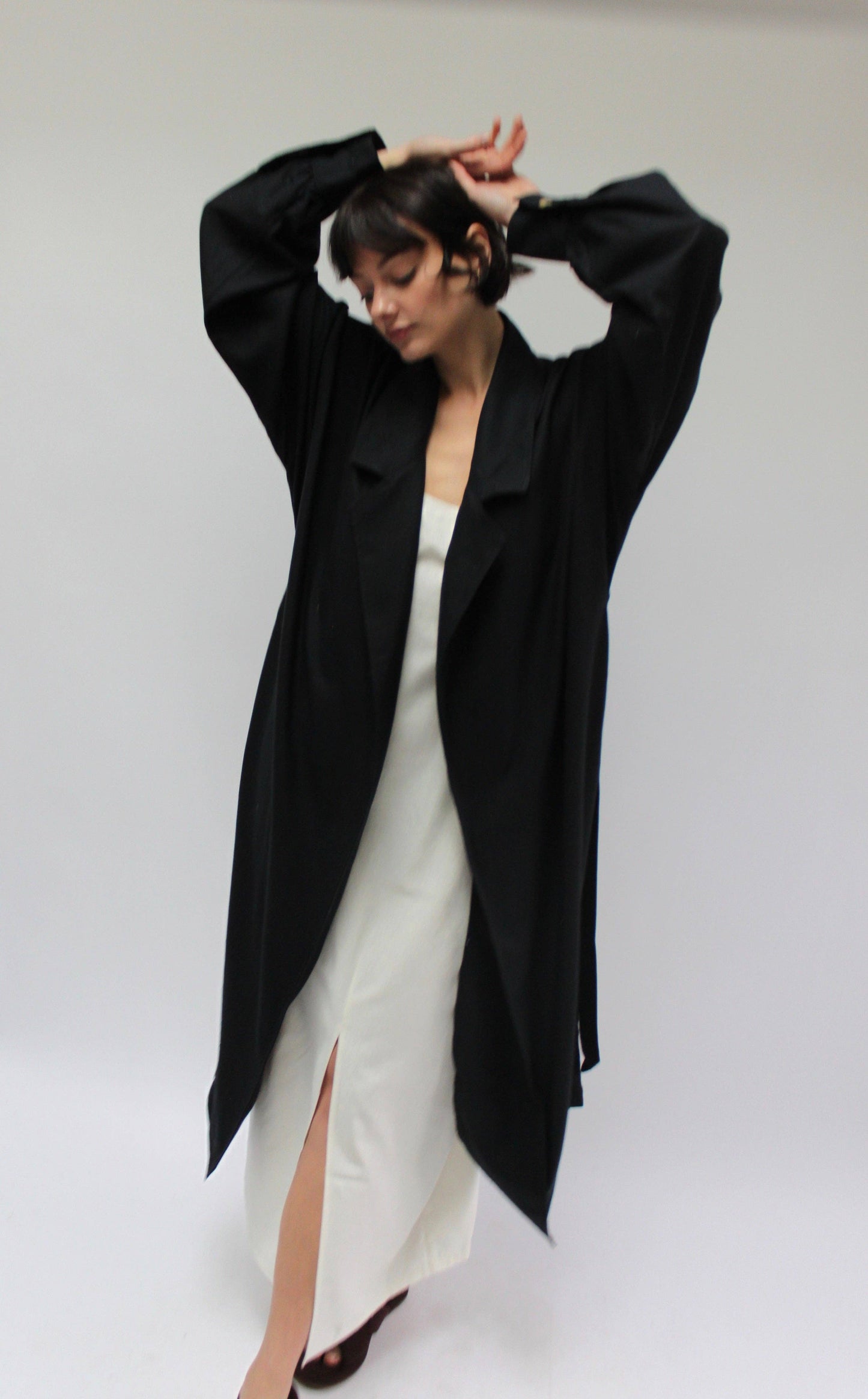 Na Nin - Layla Raw Silk Wrap Dress in Black