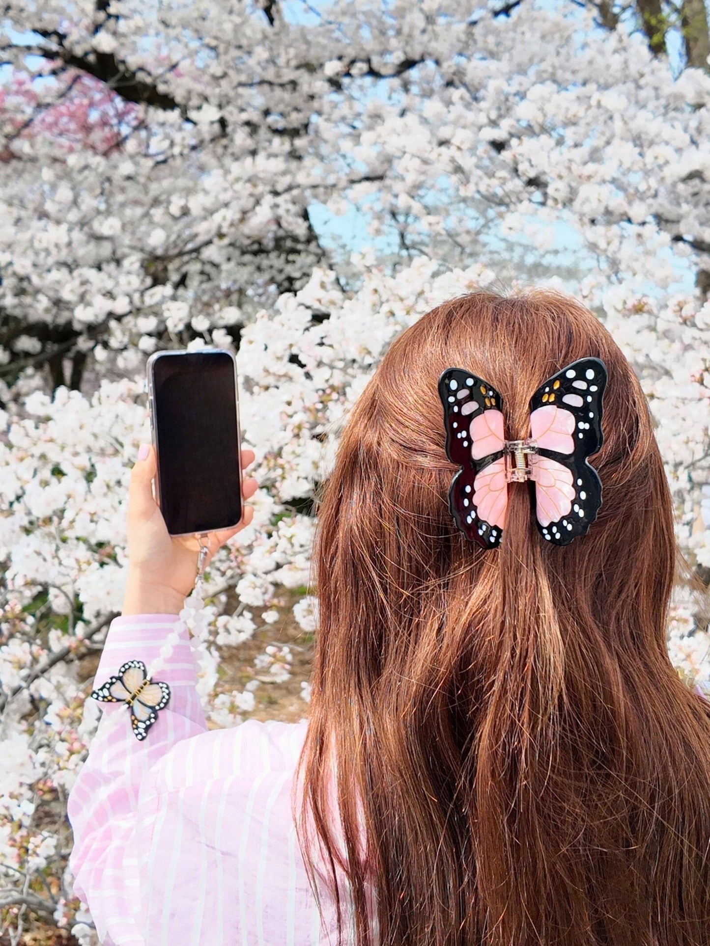 Solar Eclipse - Hand-painted Monarch Butterfly Claw Hair Clip | Eco-Friendly: Orange