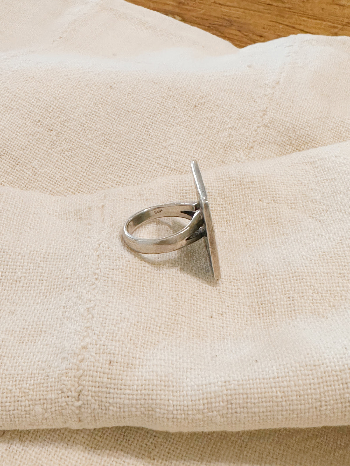 Vintage Onyx + mother of pearl Spanish sterling statement ring