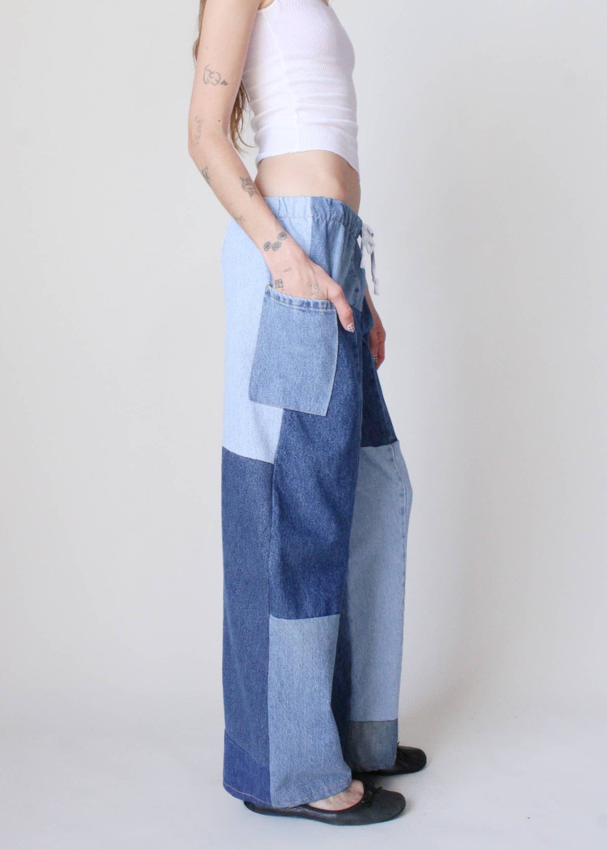 Denim Eco Patchwork Pants