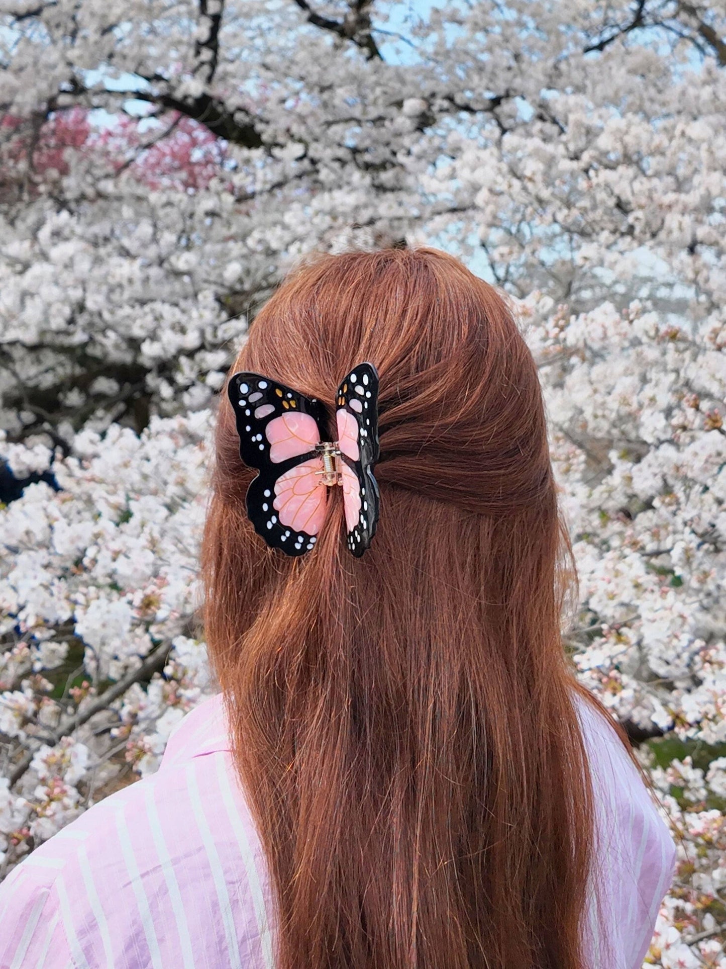 Solar Eclipse - Hand-painted Monarch Butterfly Claw Hair Clip | Eco-Friendly: Orange