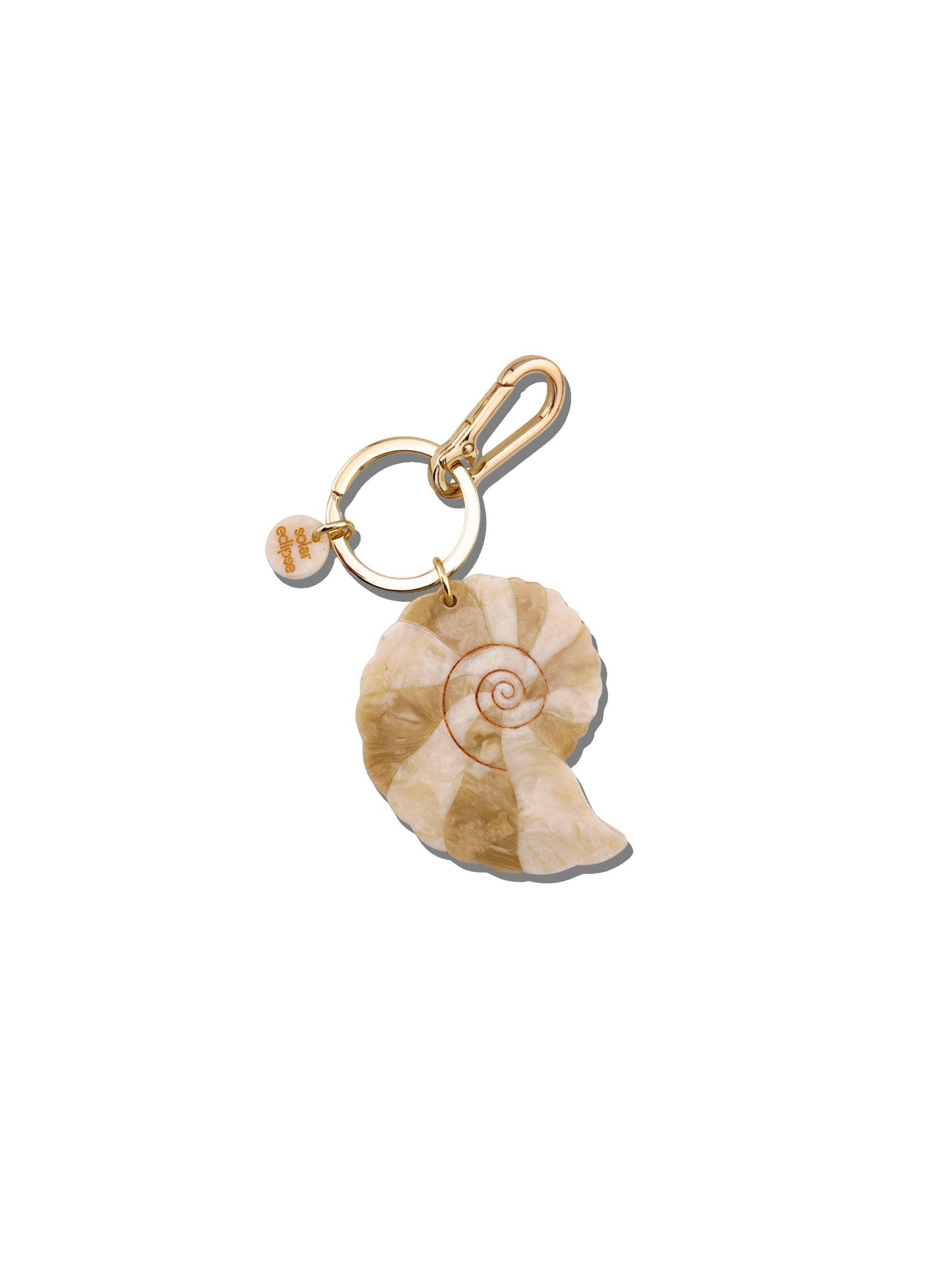 Solar Eclipse - Hand-painted Spiral Shell Bag Charm + Keychain | Eco-Friendly
