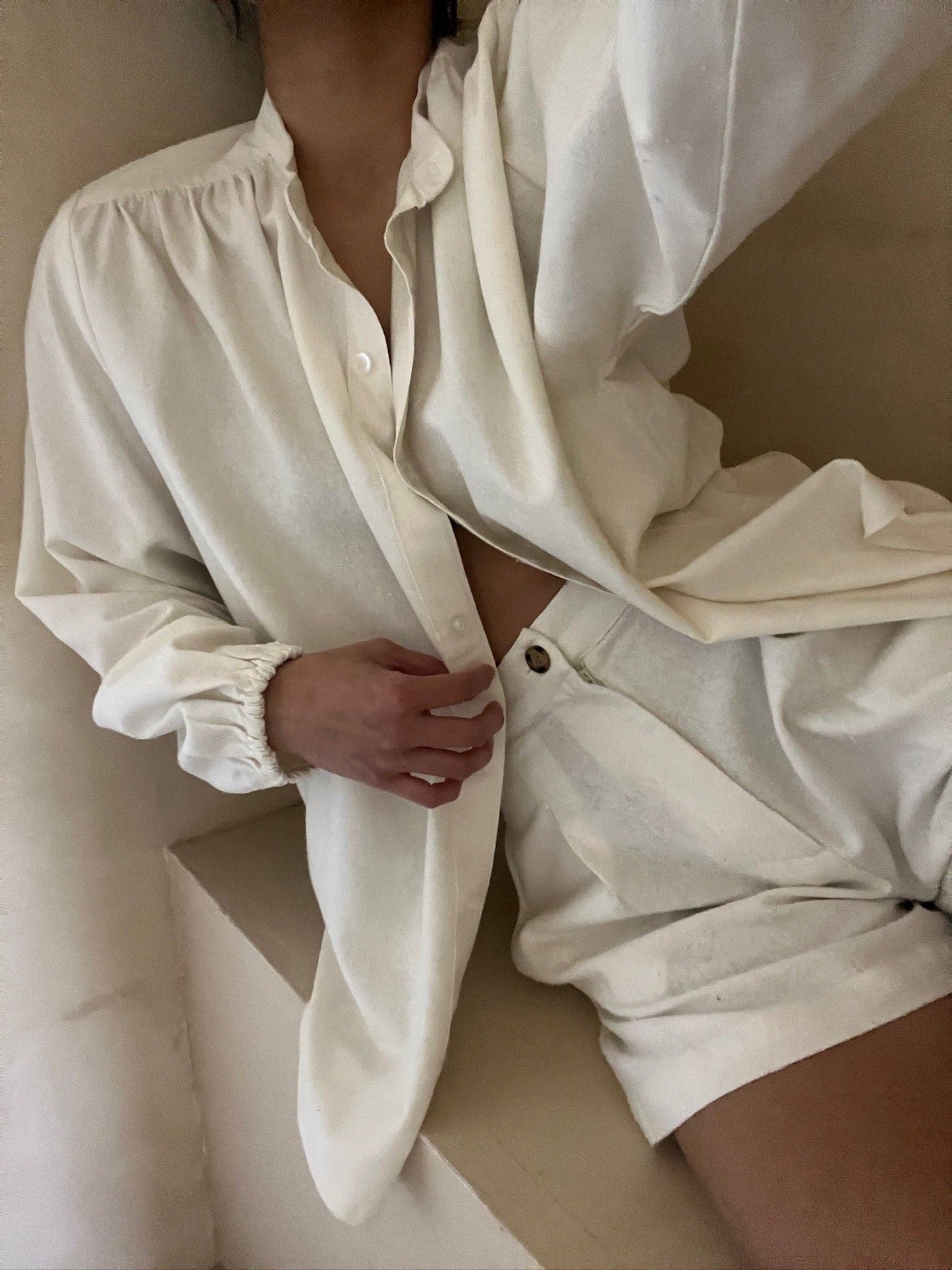 Na Nin - Gloria Raw Silk Top in Cream