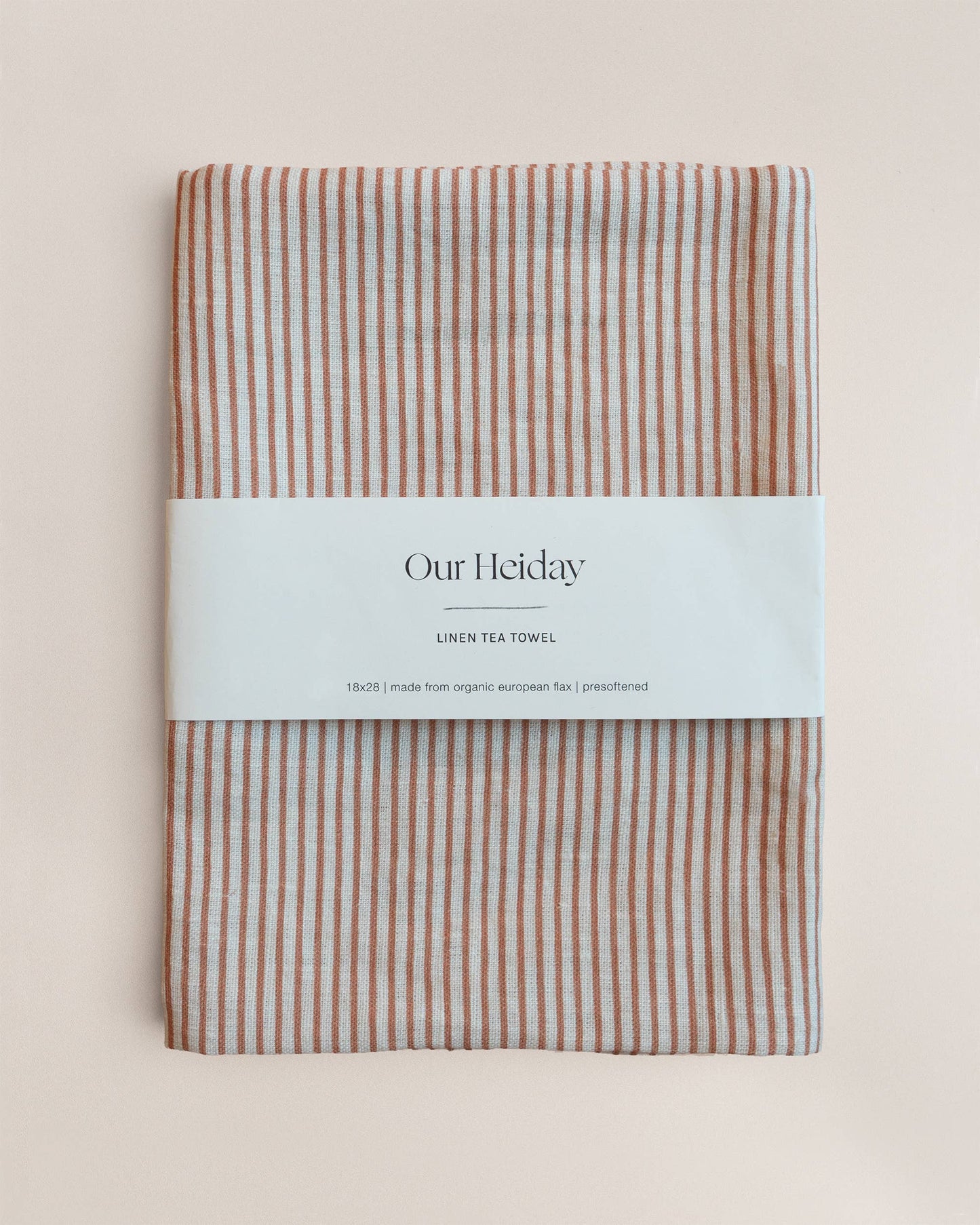 Our Heiday - Classic Stripe Terracotta Linen Tea Towel