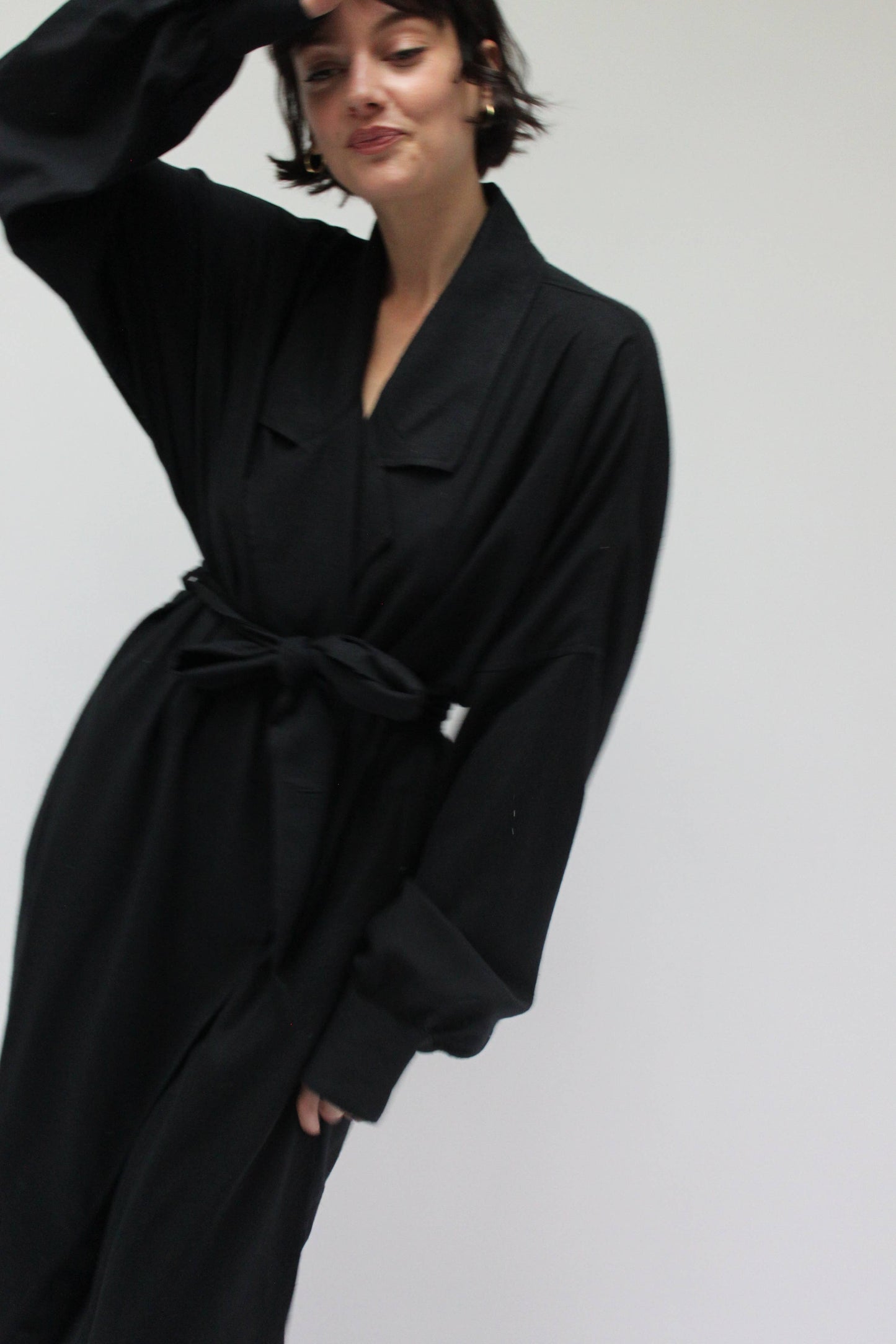 Na Nin - Layla Raw Silk Wrap Dress in Black