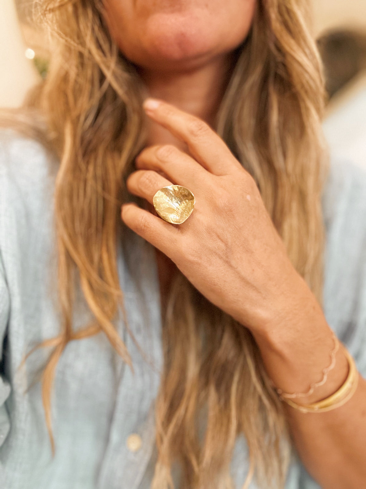 Rare vintage TOUS sterling + 14k gold plated organic ring