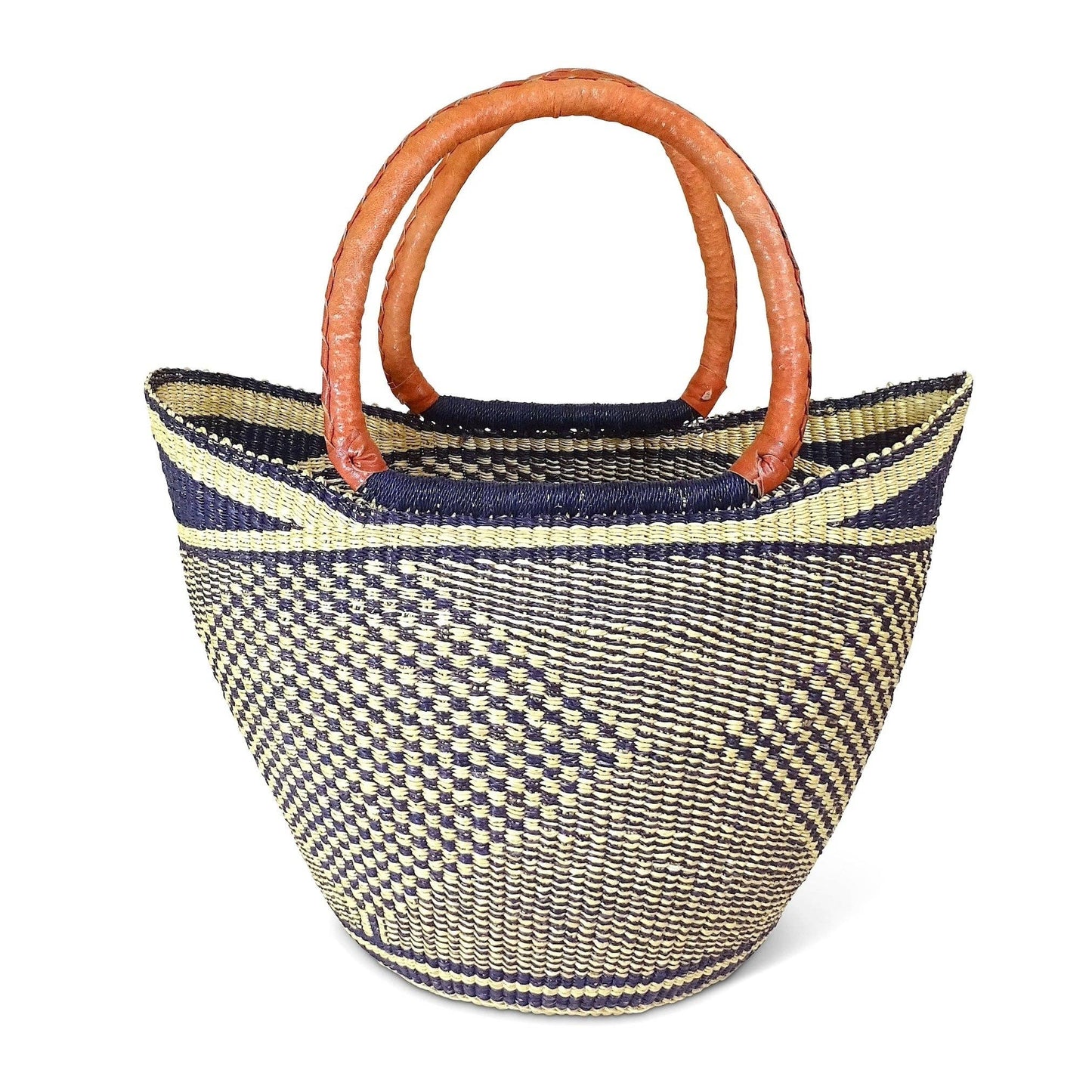 Ti-a Woven Goods - Ghanaian Lacey Medium Shopper Basket in Natural