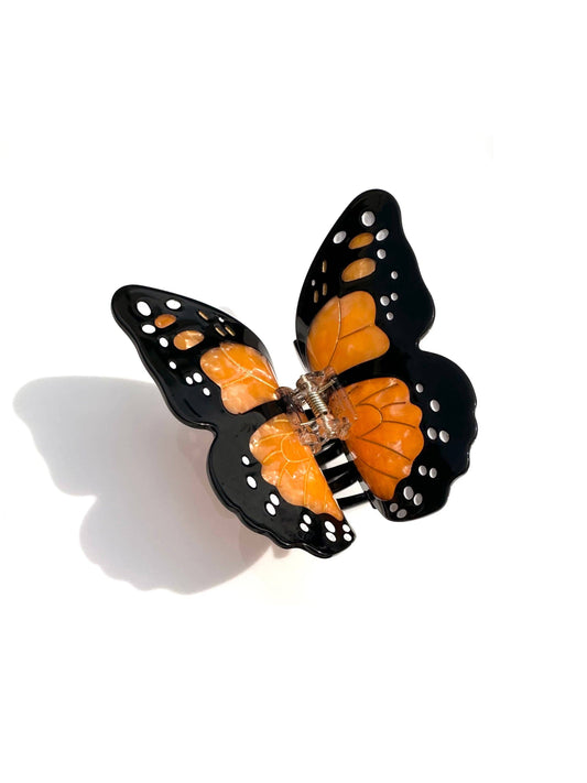 Solar Eclipse - Hand-painted Monarch Butterfly Claw Hair Clip | Eco-Friendly: Orange