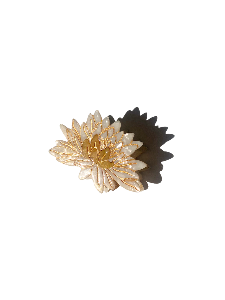 Solar Eclipse - Hand-painted Waterlily Flower Claw Hair Clip | July Birth Flower: Pink