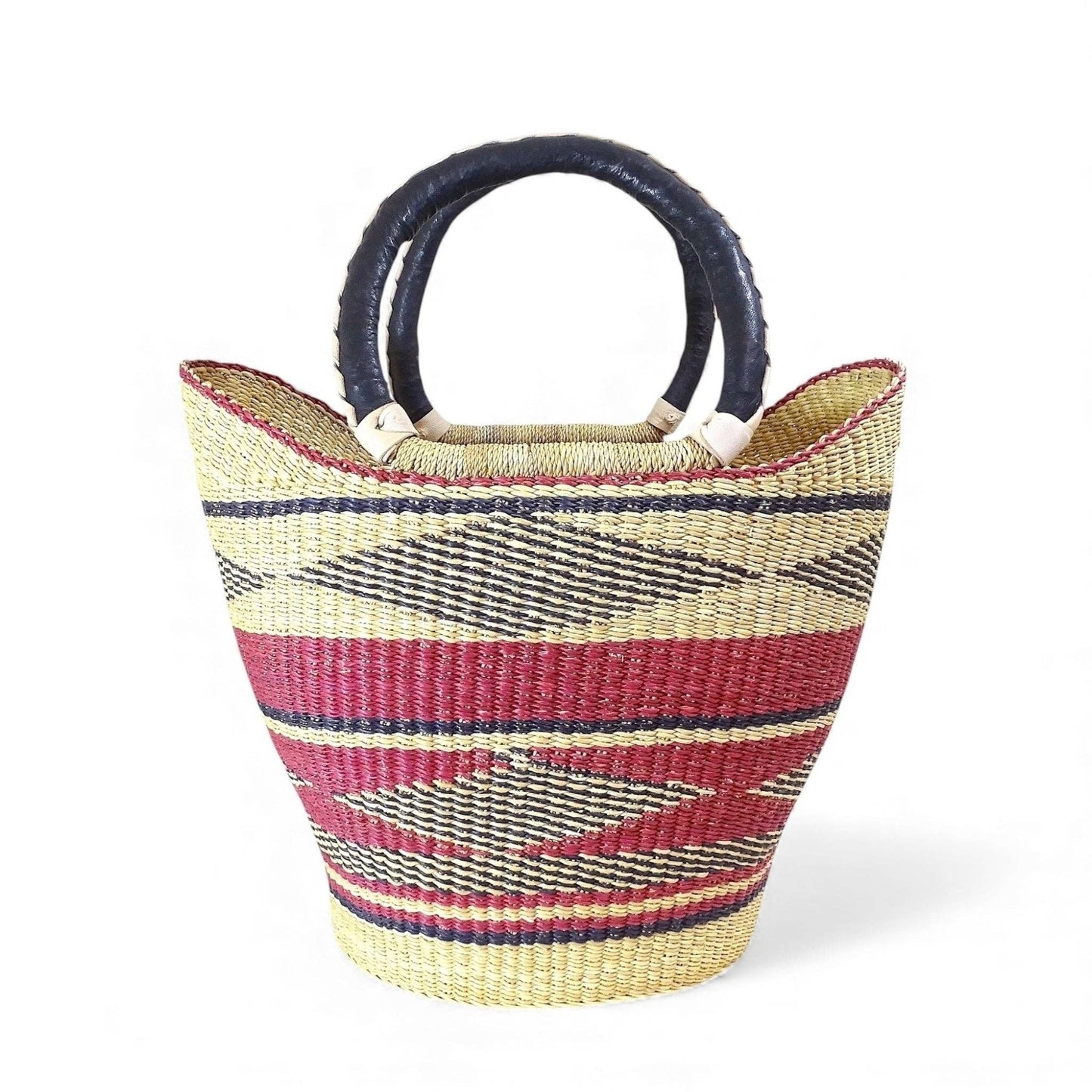Ti-a Woven Goods - Ghanaian Lacey Medium Shopper Basket in Natural