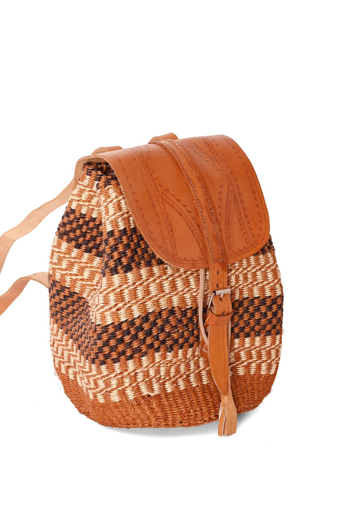Swahili | AFRICAN MODERN - Assorted Earthtone Leather & Sisal Backpack