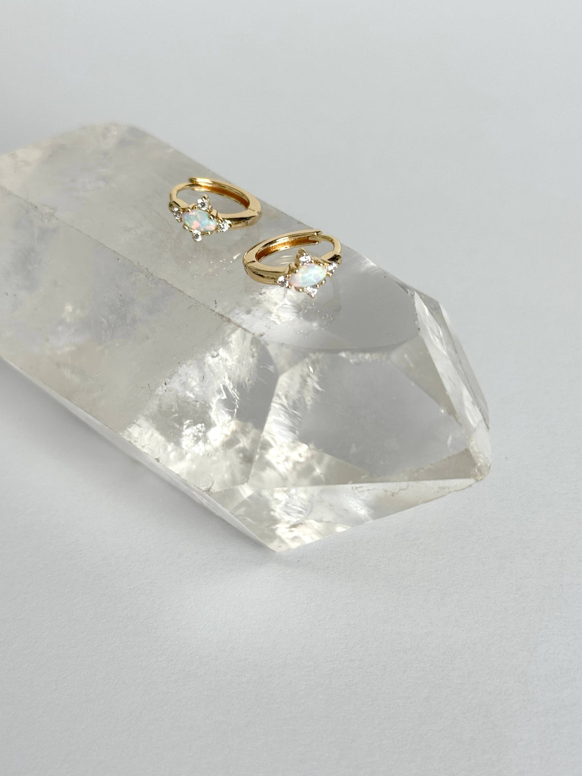 Opal Star Huggie Earrings