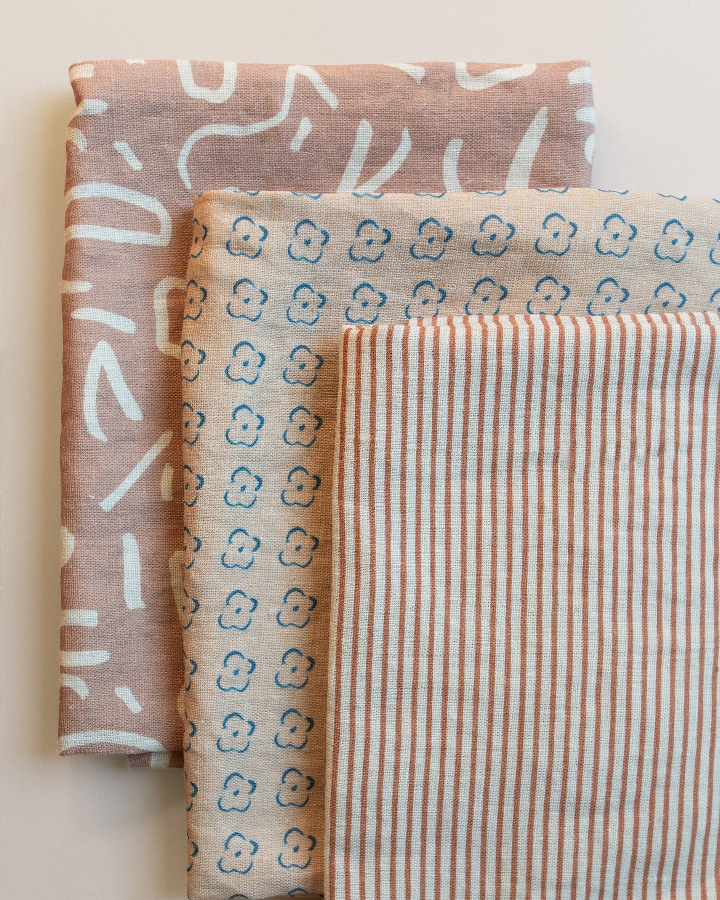 Our Heiday - Classic Stripe Terracotta Linen Tea Towel