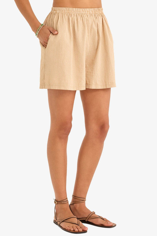 The Poplin Boxer Shorts in Camello Stripes - Marché