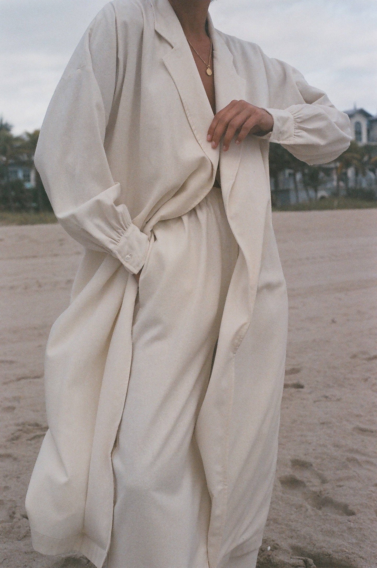Na Nin - Layla Raw Silk Wrap Dress in Cream