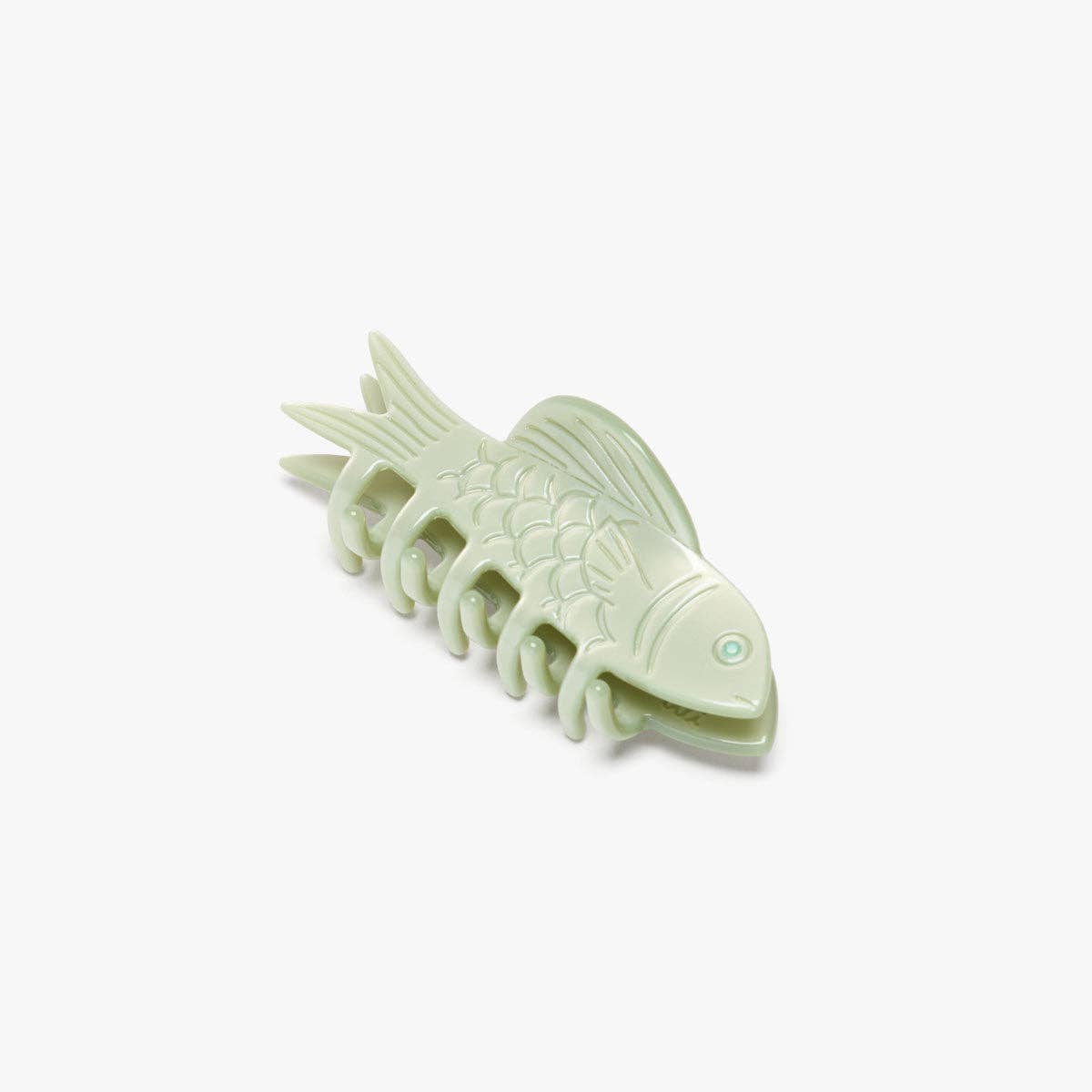 Jade Fish Mini Claw - Green Engraved Acetate Small Clip