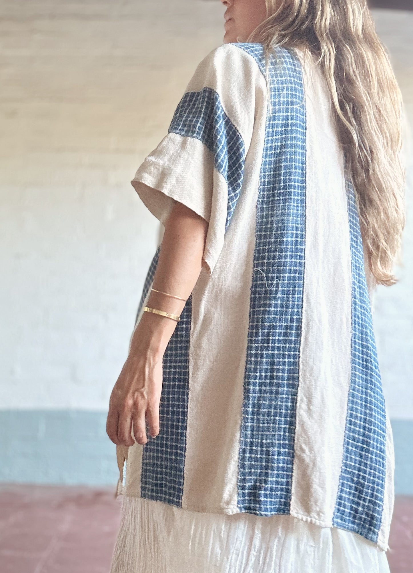 Antique Window pane Indigo Caftan by Summer Vega