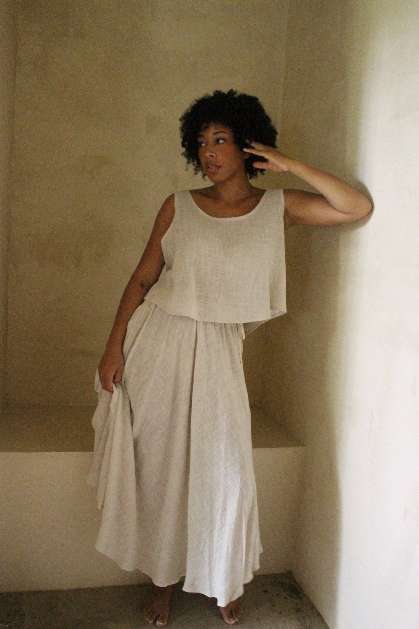 Na Nin - Laurel Cotton Gauze Skirt: Black