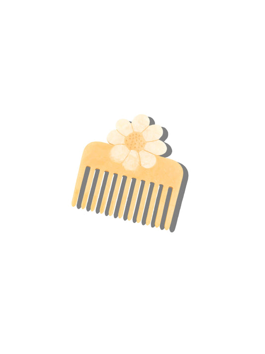 Solar Eclipse - Hand-painted Vintage Daisy Pocket Comb | Eco-Friendly