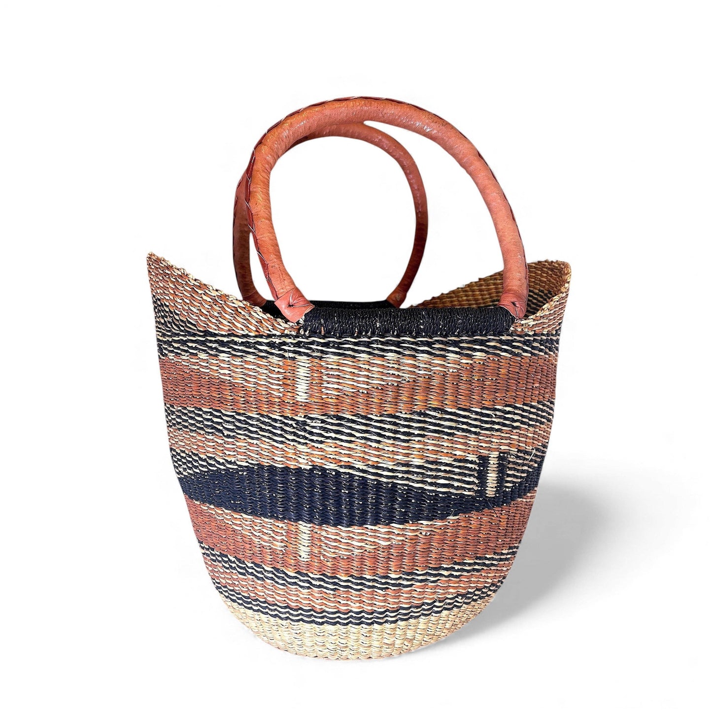 Ti-a Woven Goods - Ghanaian Lacey Medium Shopper Basket in Natural