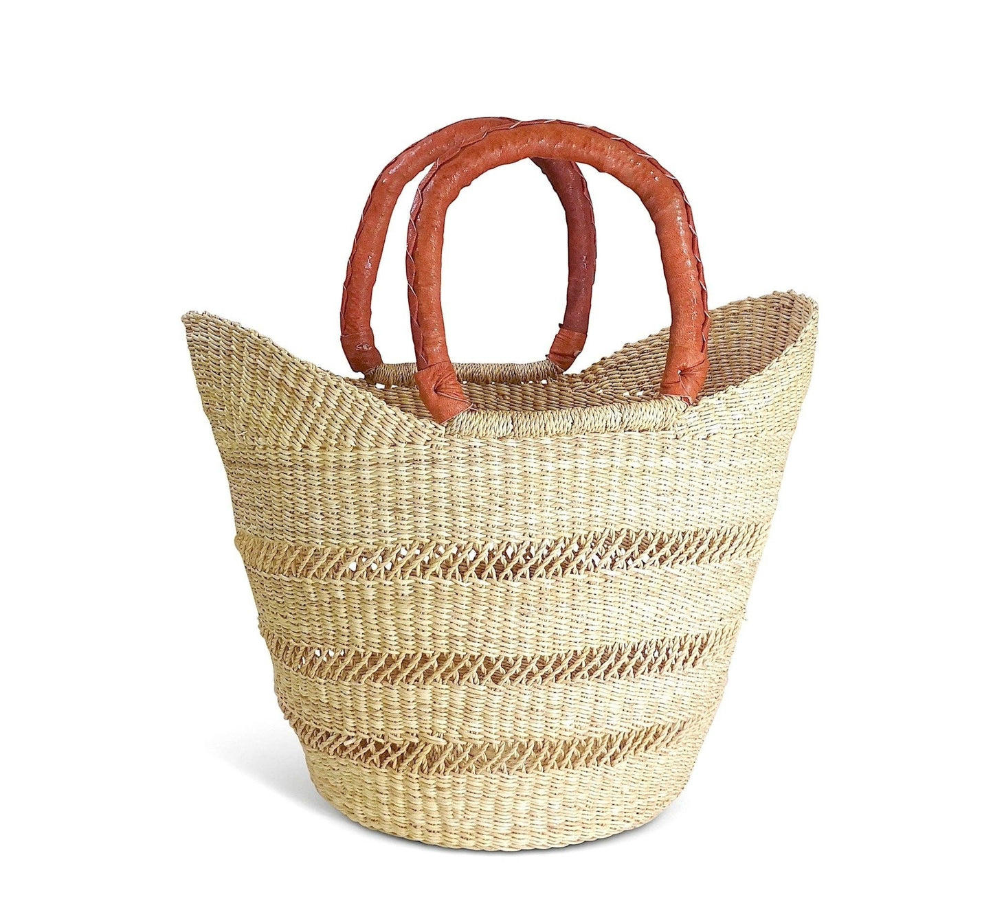 Ghanaian Petite Lacey Shopper with leather handles