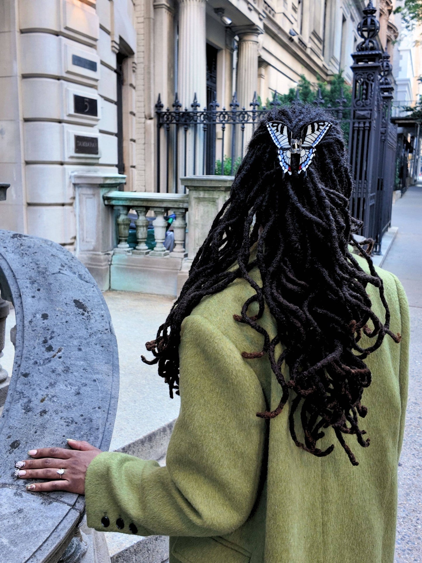 Solar Eclipse - Hand-painted Swallowtail Butterfly Claw Hair Clip: Brown