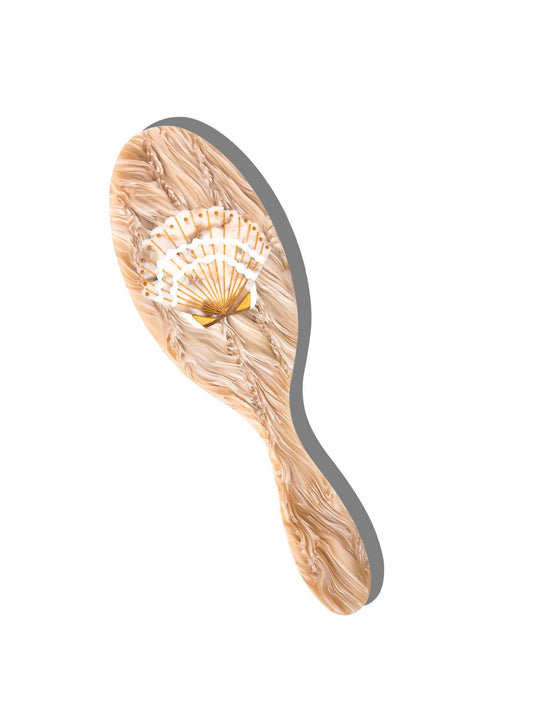 Solar Eclipse - Hand-painted Seashell Acetate 2-1 Daily Hair Brush