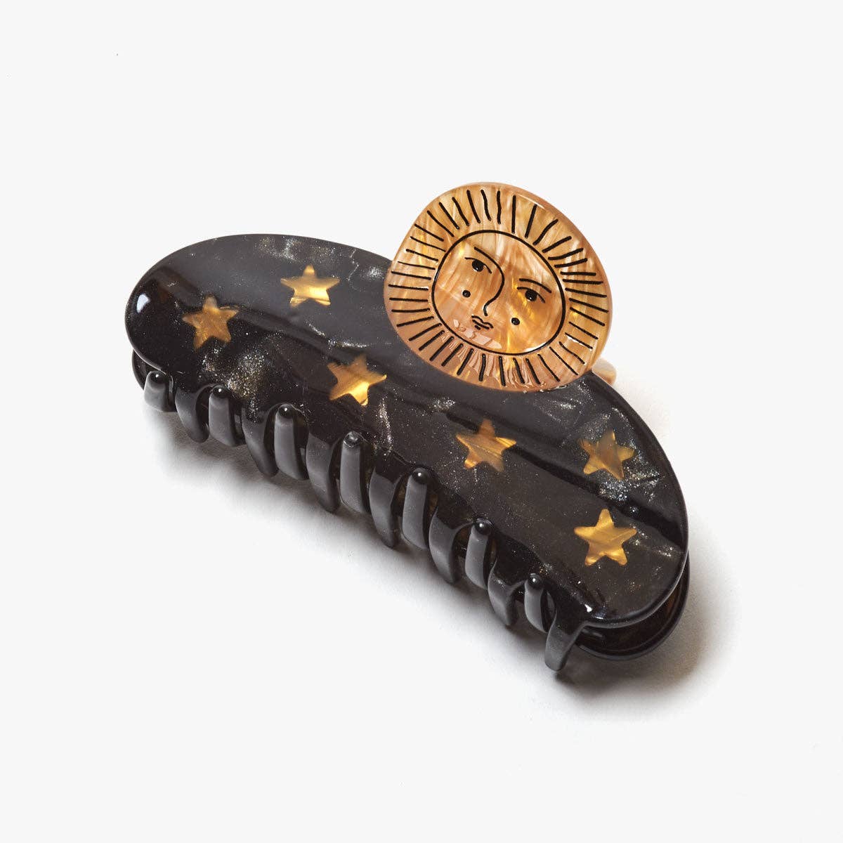 WINONA IRENE - Sun and Stars Astrology Hair Claw in Gold and Black Acetate