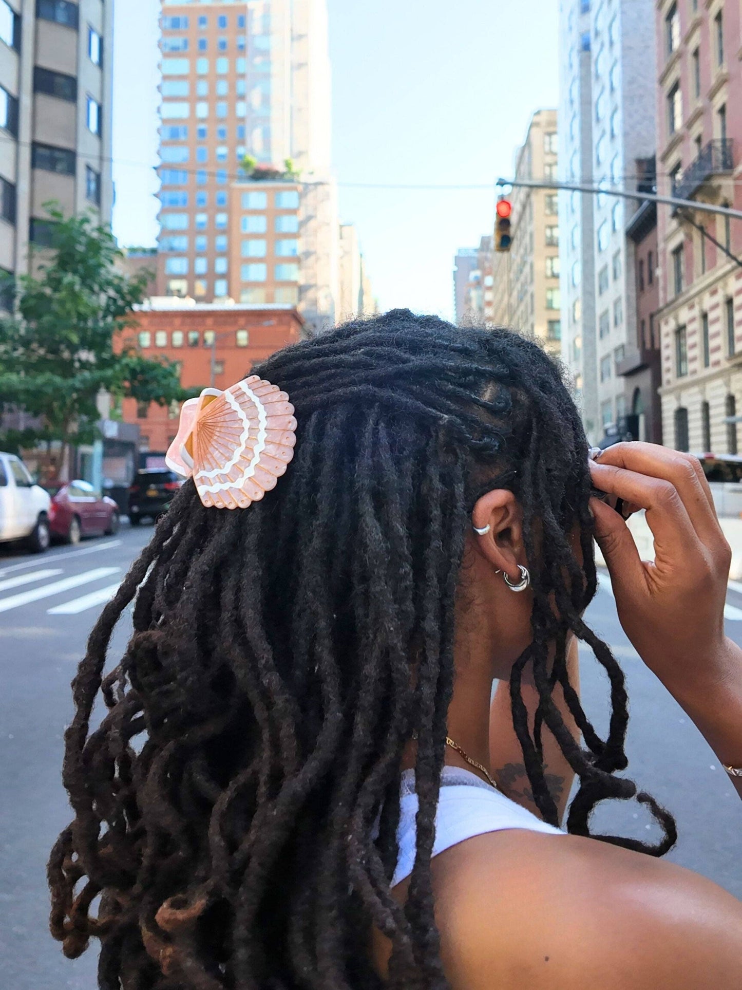 Solar Eclipse - Hand-painted Seashell Claw Hair Clip | Eco-Friendly: Mother of Pearl - Limited Edition