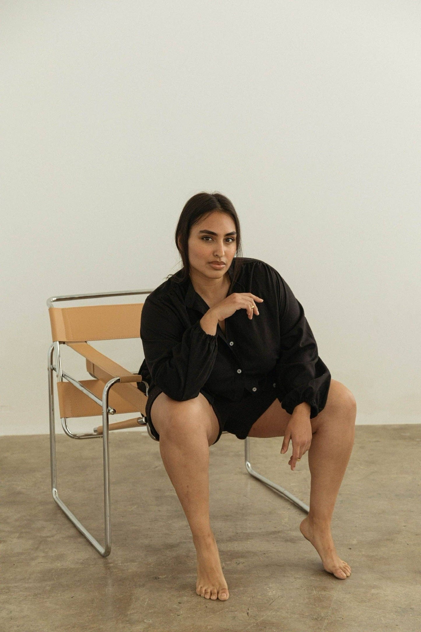 Na Nin - Gloria Raw Silk Top in Black