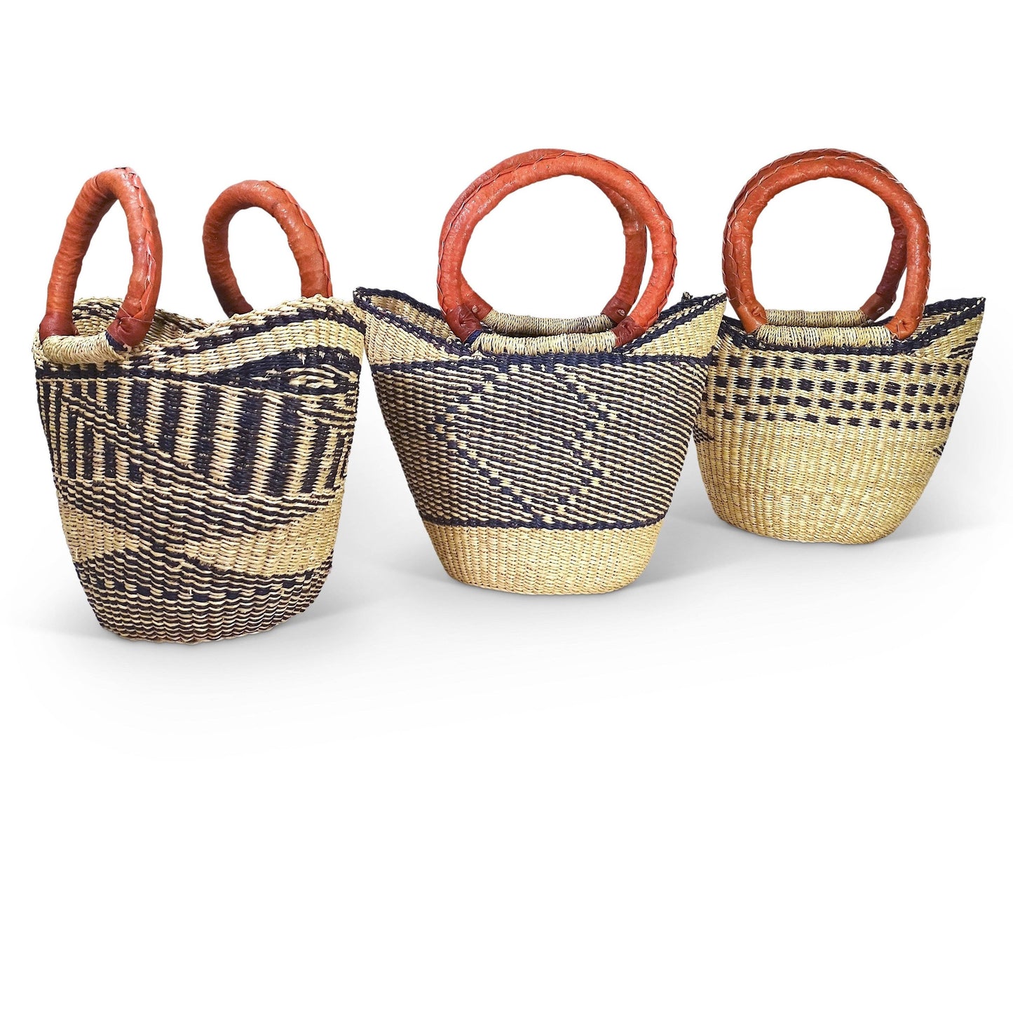 Ti-a Woven Goods - Ghanaian Lacey Medium Shopper Basket in Natural