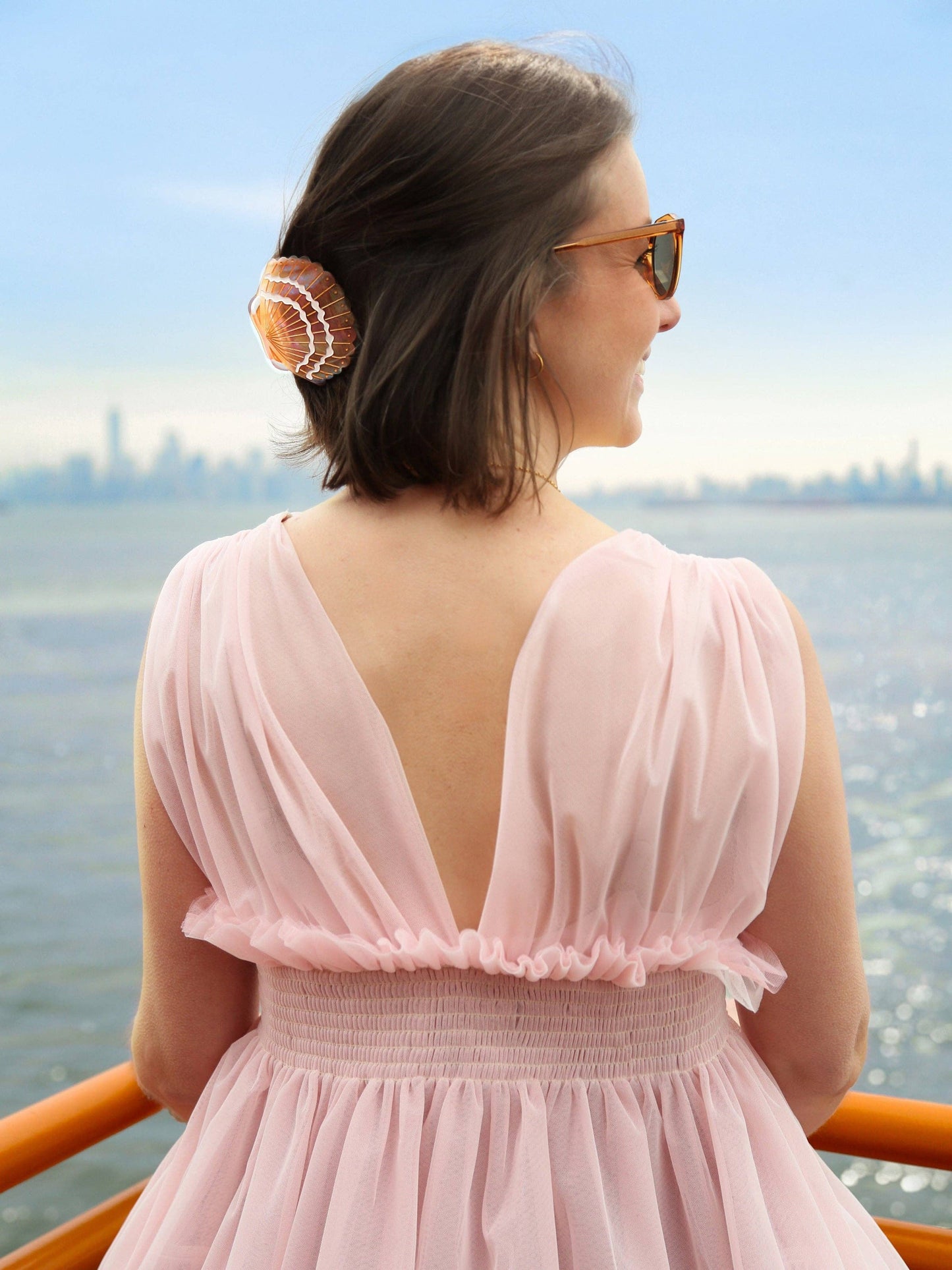Solar Eclipse - Hand-painted Seashell Claw Hair Clip | Eco-Friendly: Mother of Pearl - Limited Edition