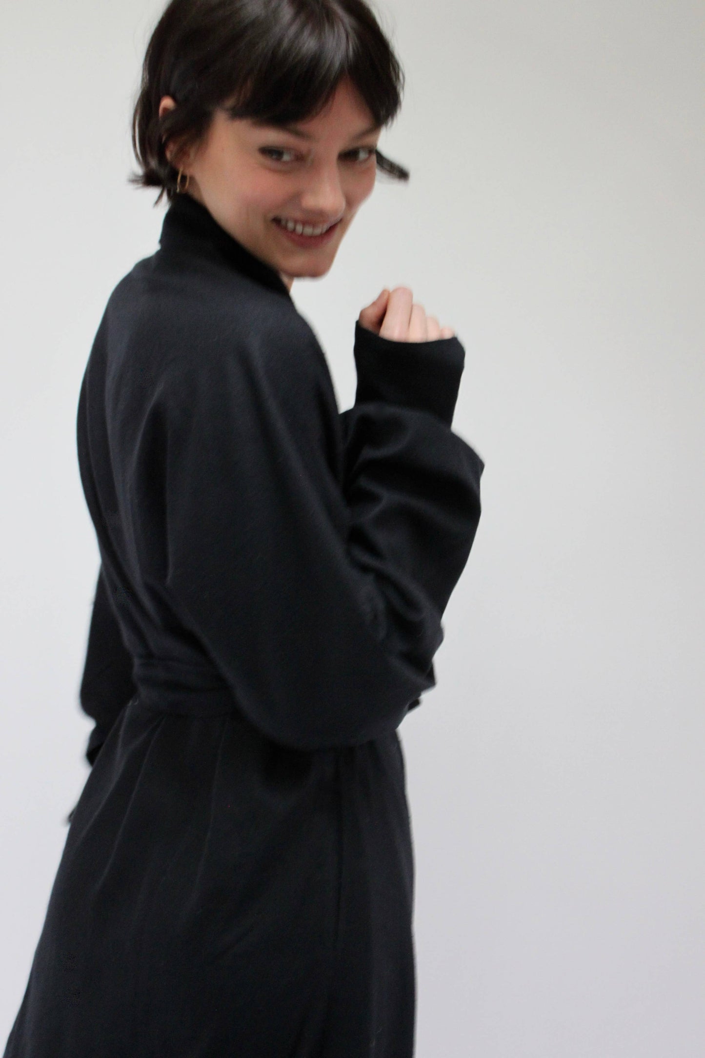 Na Nin - Layla Raw Silk Wrap Dress in Black