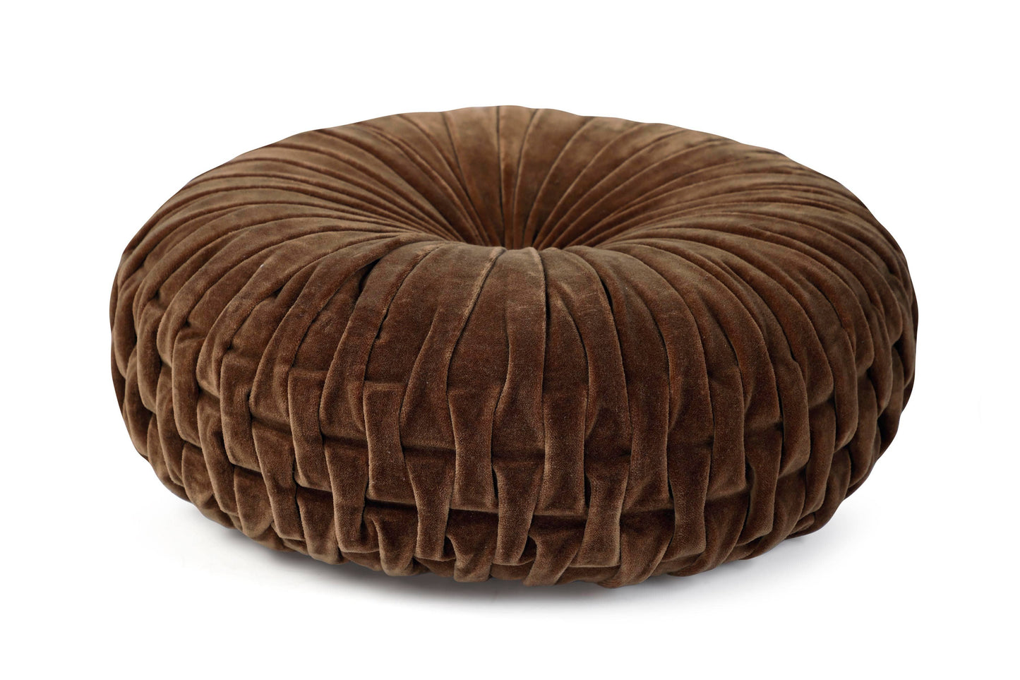 Casa Amarosa - Velvet Round Handmade Pillow, Monk Brown - 16 Inch