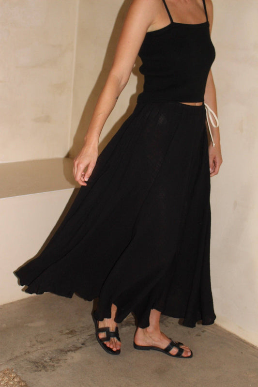 Na Nin - Laurel Cotton Gauze Skirt: Black
