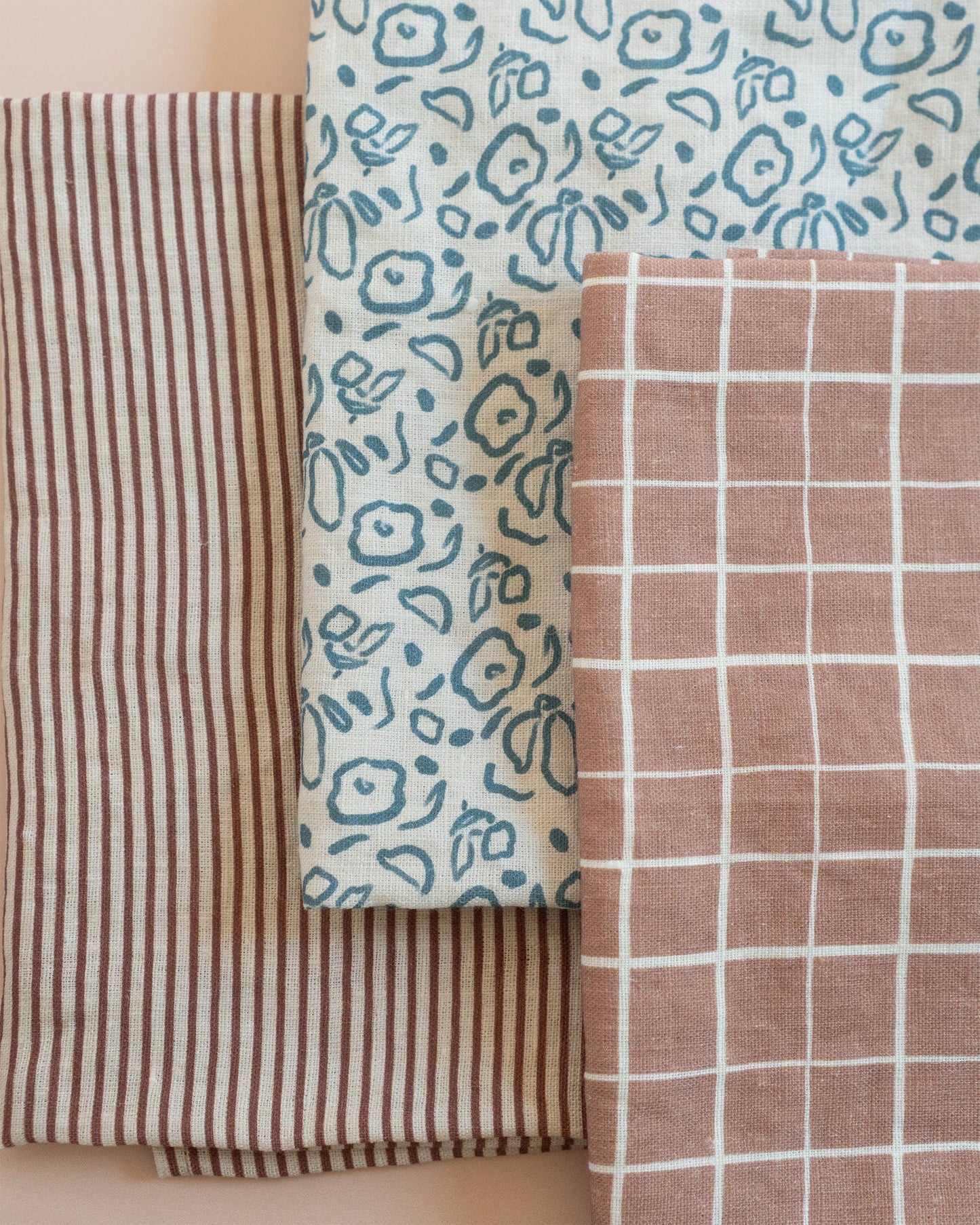 Our Heiday - Loose Grid Mocha Linen Tea Towel
