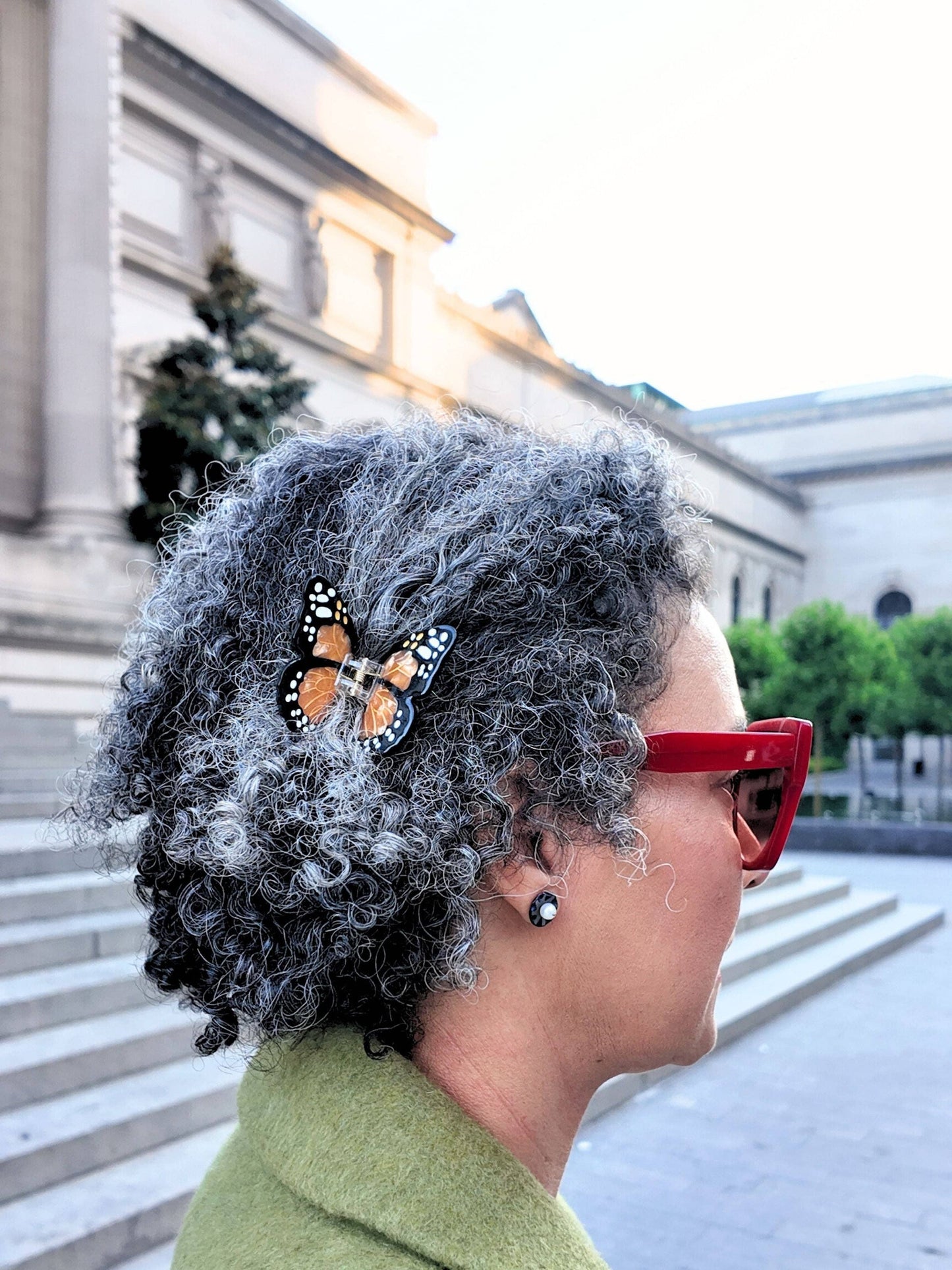 Solar Eclipse - Hand-painted Mini Monarch Butterfly Claw Hair Clip | Eco-Friendly: Orange